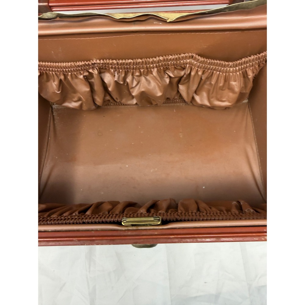 Vintage Samsonite Train Case Shwayder Bros Red Brown Hard Shell Vanity Luggage - Picture 6 of 14